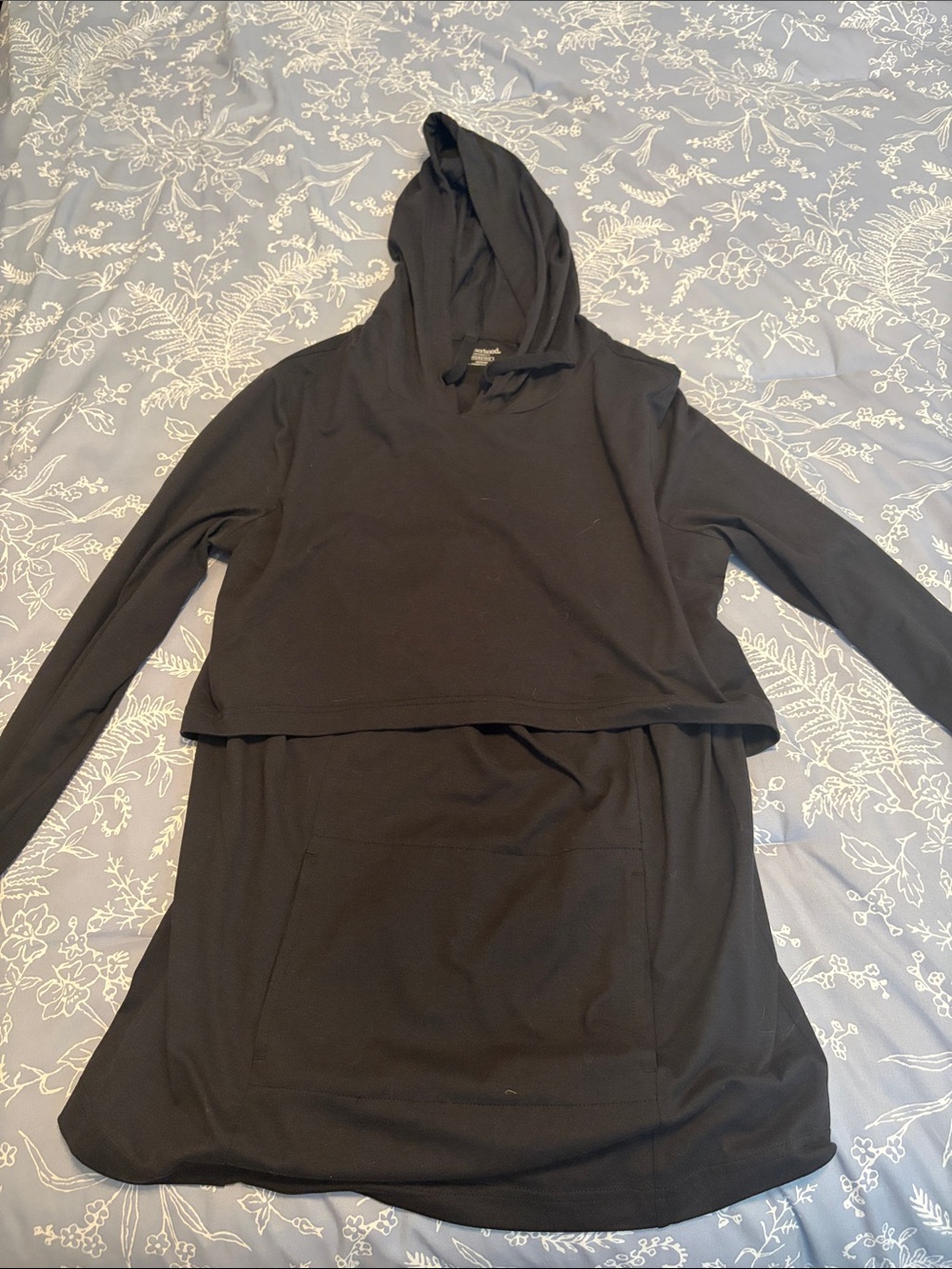 Motherhood Black Nursing Hooded Tunic